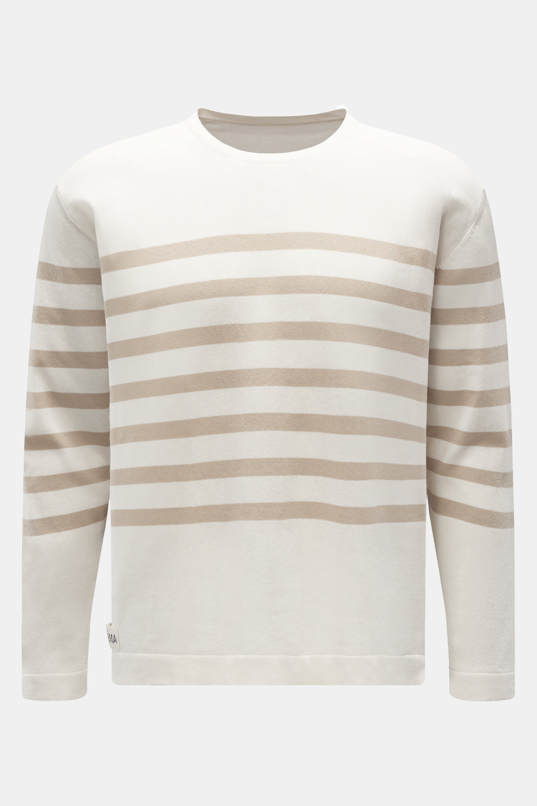 Rundhalspullover creme/beige gestreift
