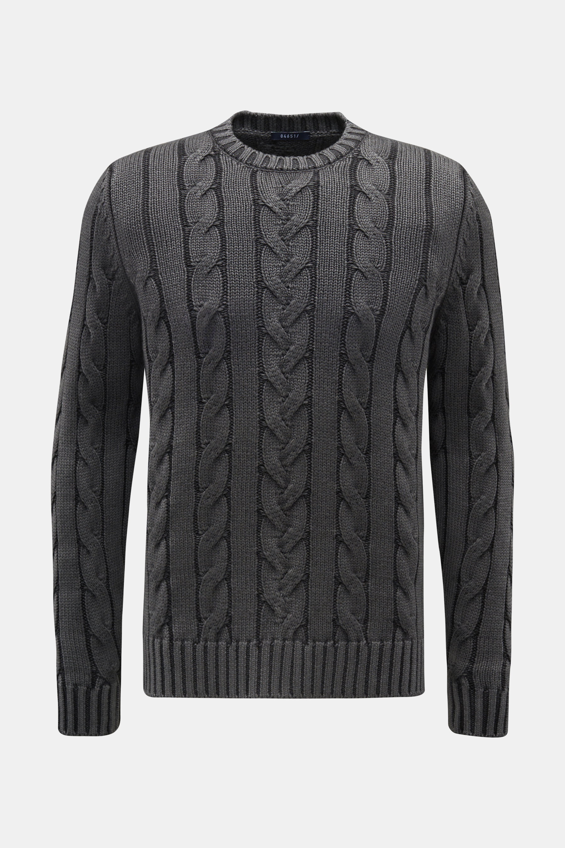 Merino Rundhalspullover 'Foggy Cable' dunkelgrau