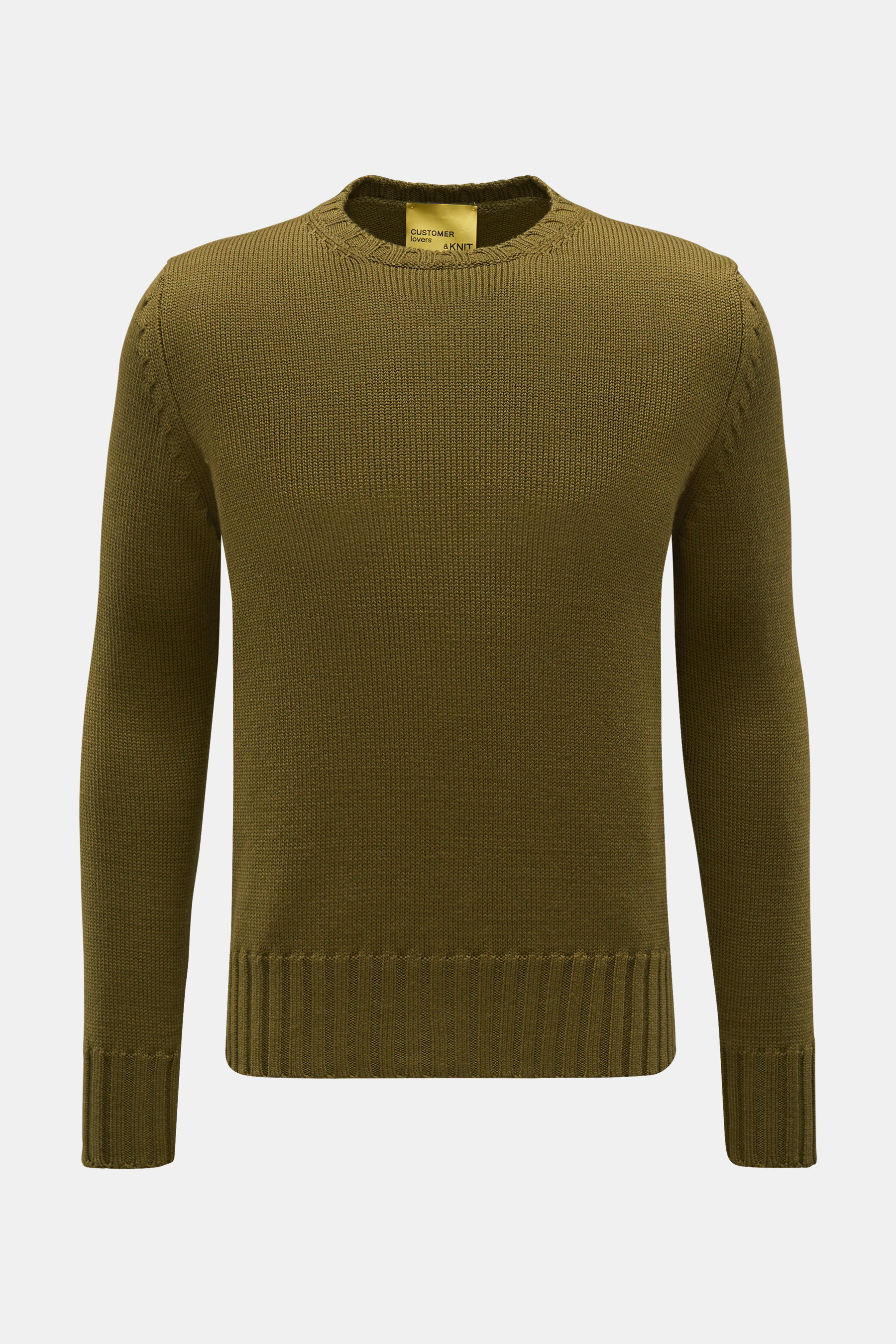B.F. Knitwear Merino Rundhalspullover oliv