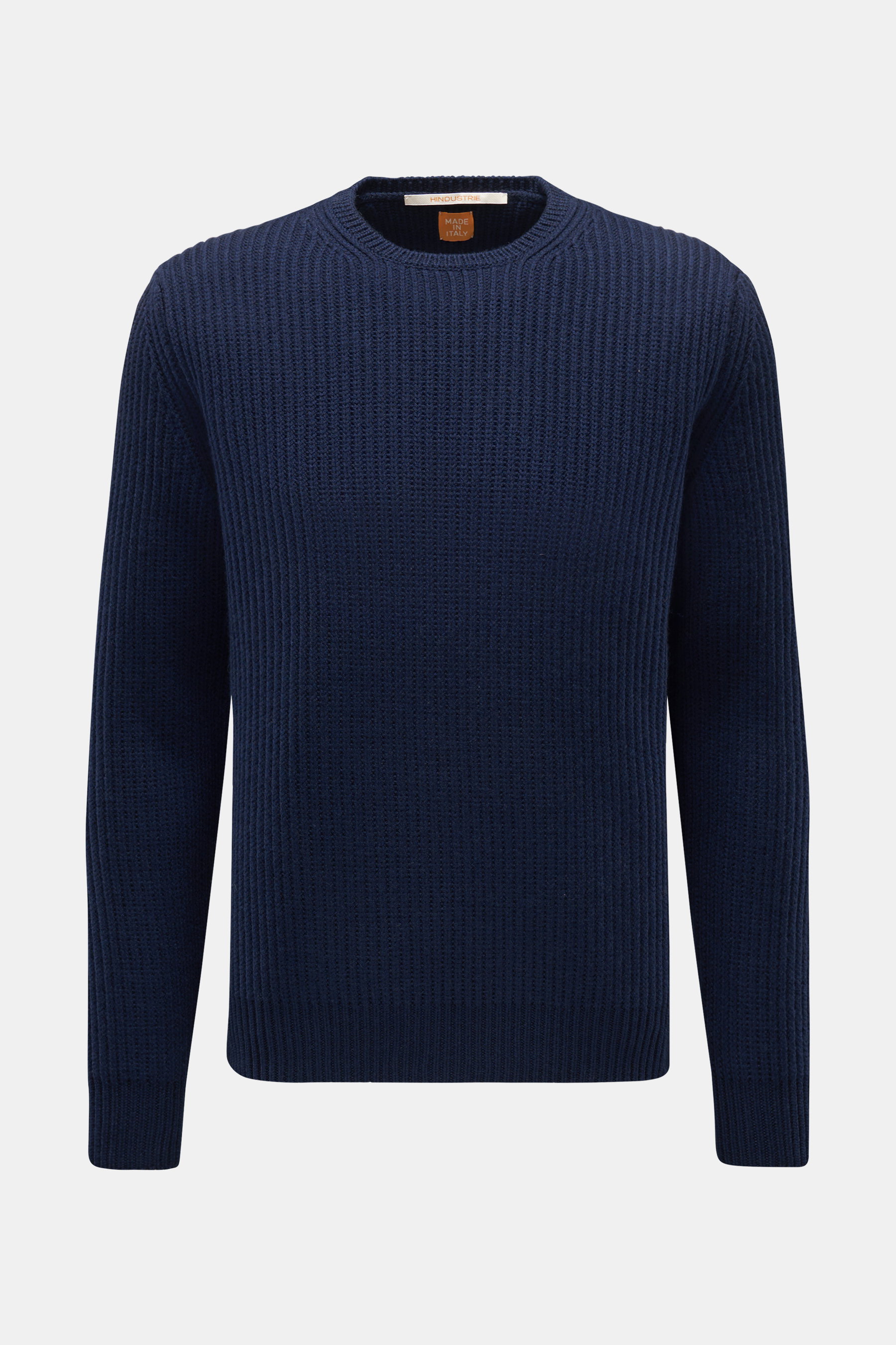 Hindustrie Merino Rundhalspullover 'Fisherman G5' navy