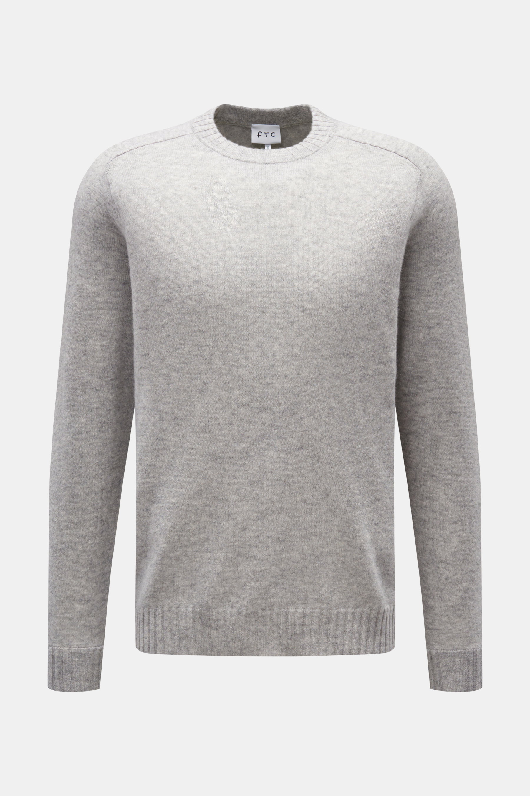FTC Cashmere Rundhalspullover grau meliert