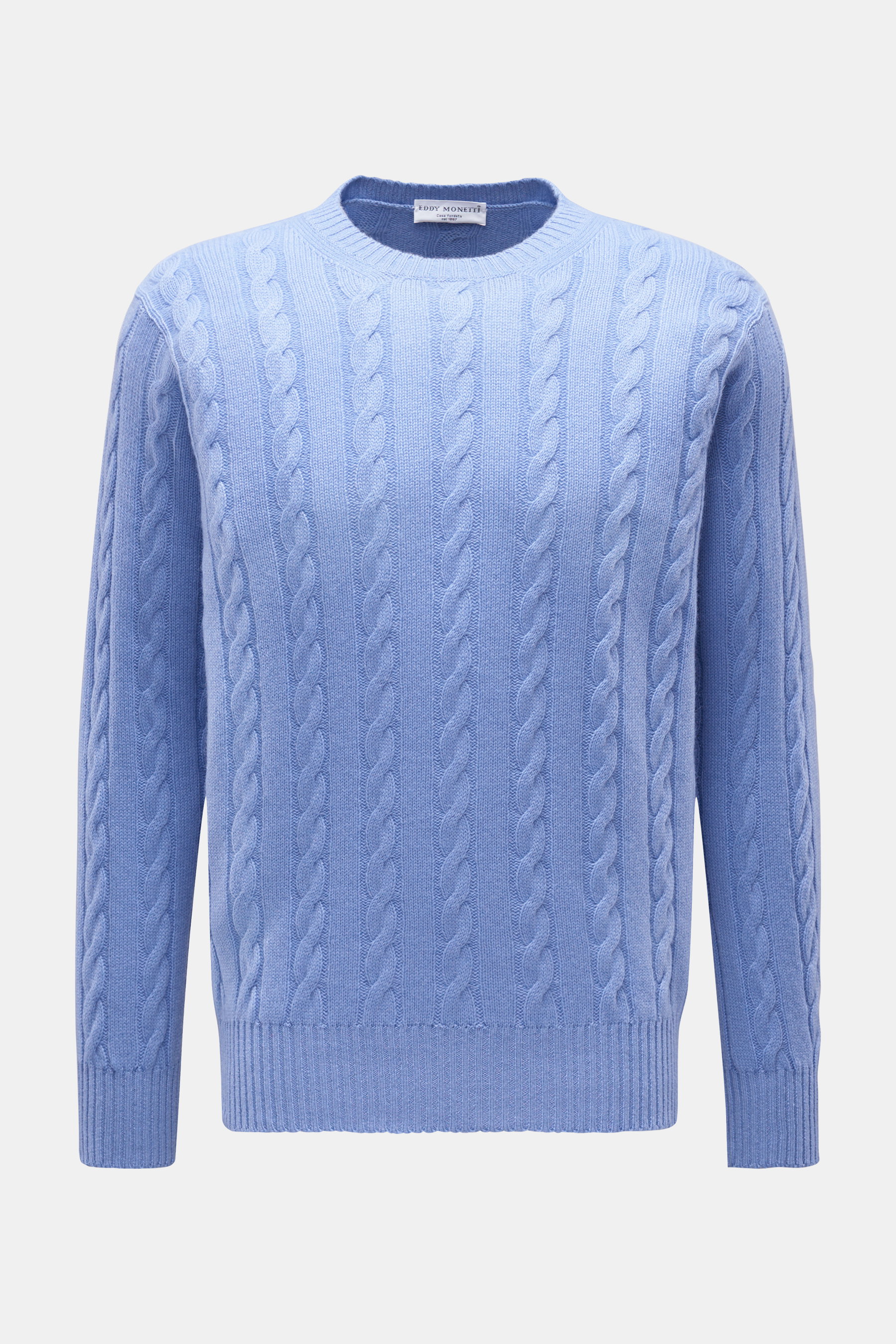 Eddy Monetti Cashmere Rundhalspullover 'Girocollo Treccia' blau