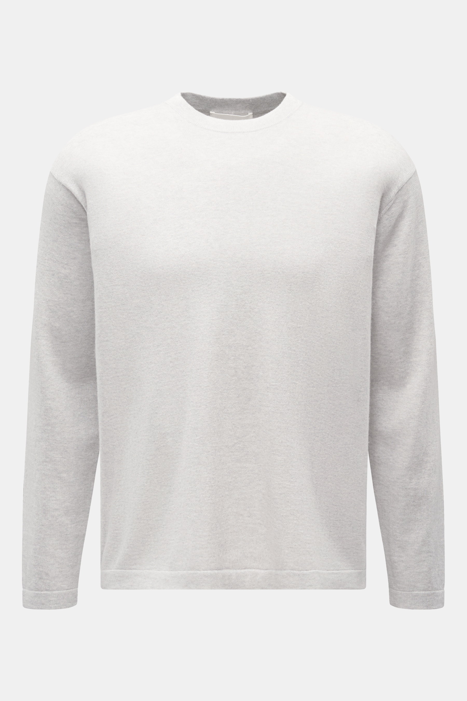 Lisa Yang Feinstrick Rundhals-Pullover 'Brendan' hellgrau meliert