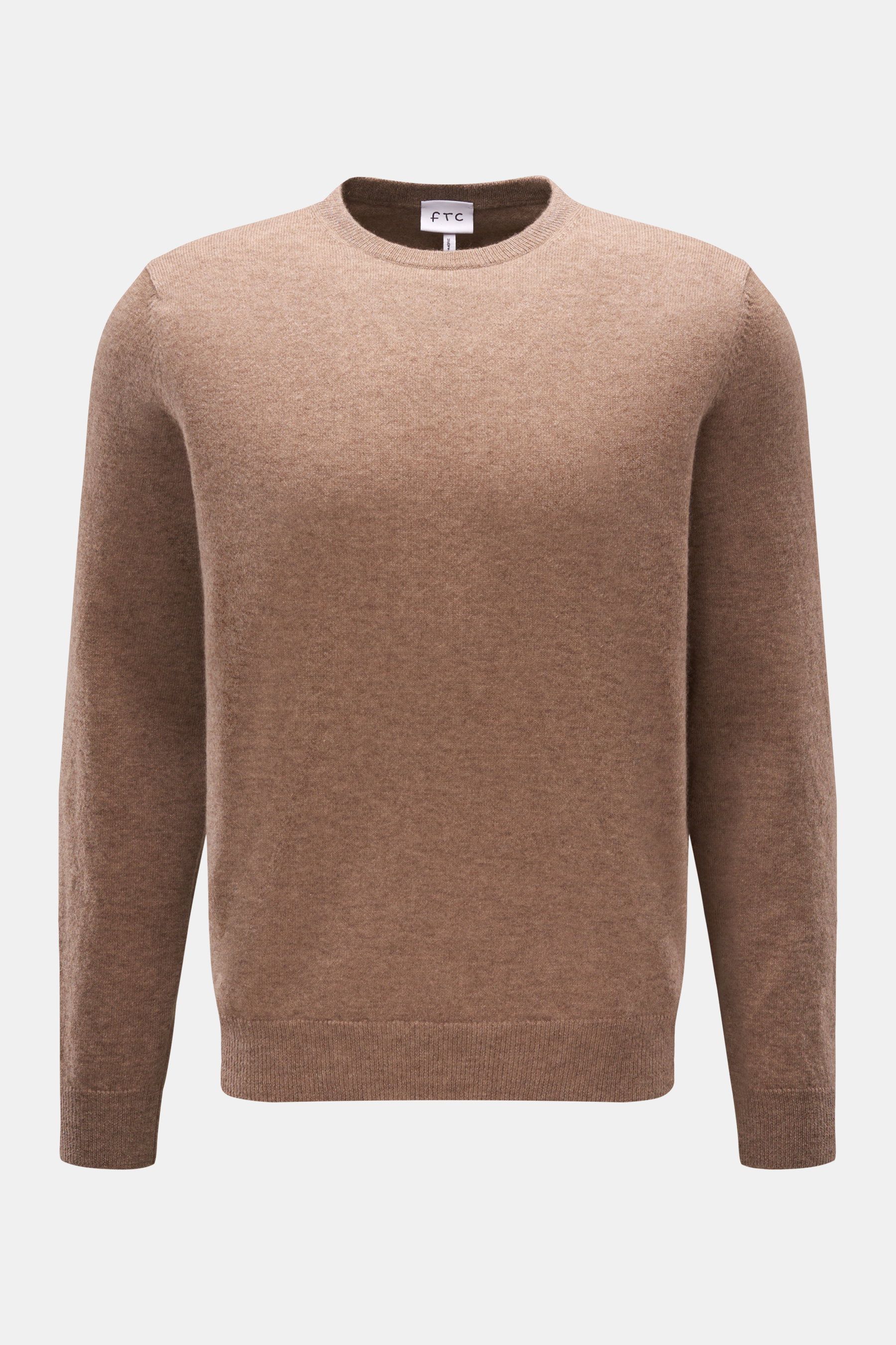 FTC Cashmere Rundhalspullover hellbraun meliert