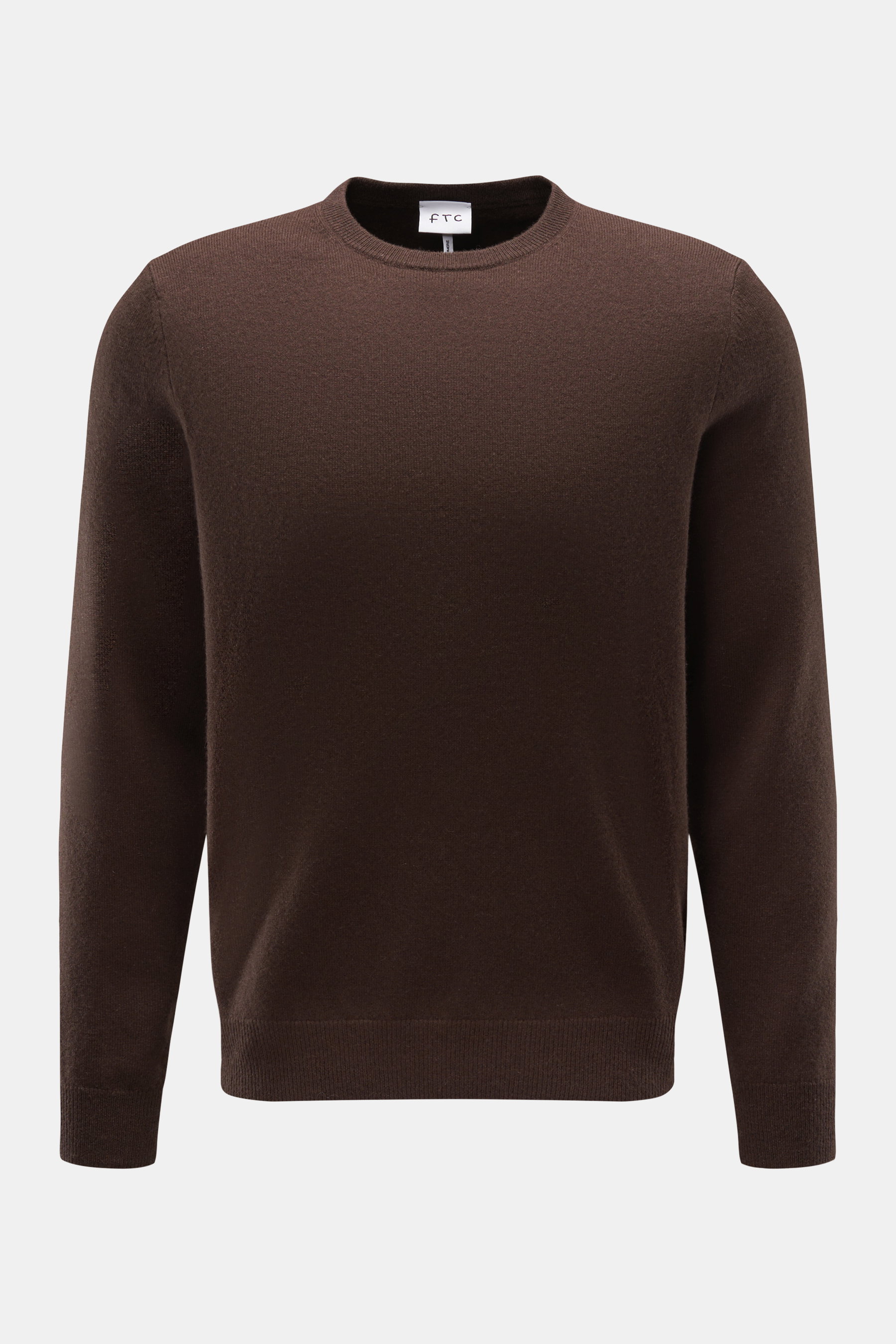 FTC Cashmere Rundhalspullover dunkelbraun