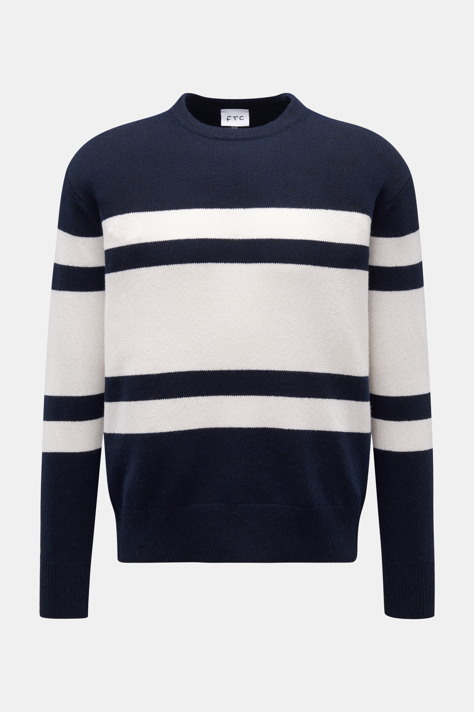 FTC Rundhalspullover dark navy/offwhite gestreift