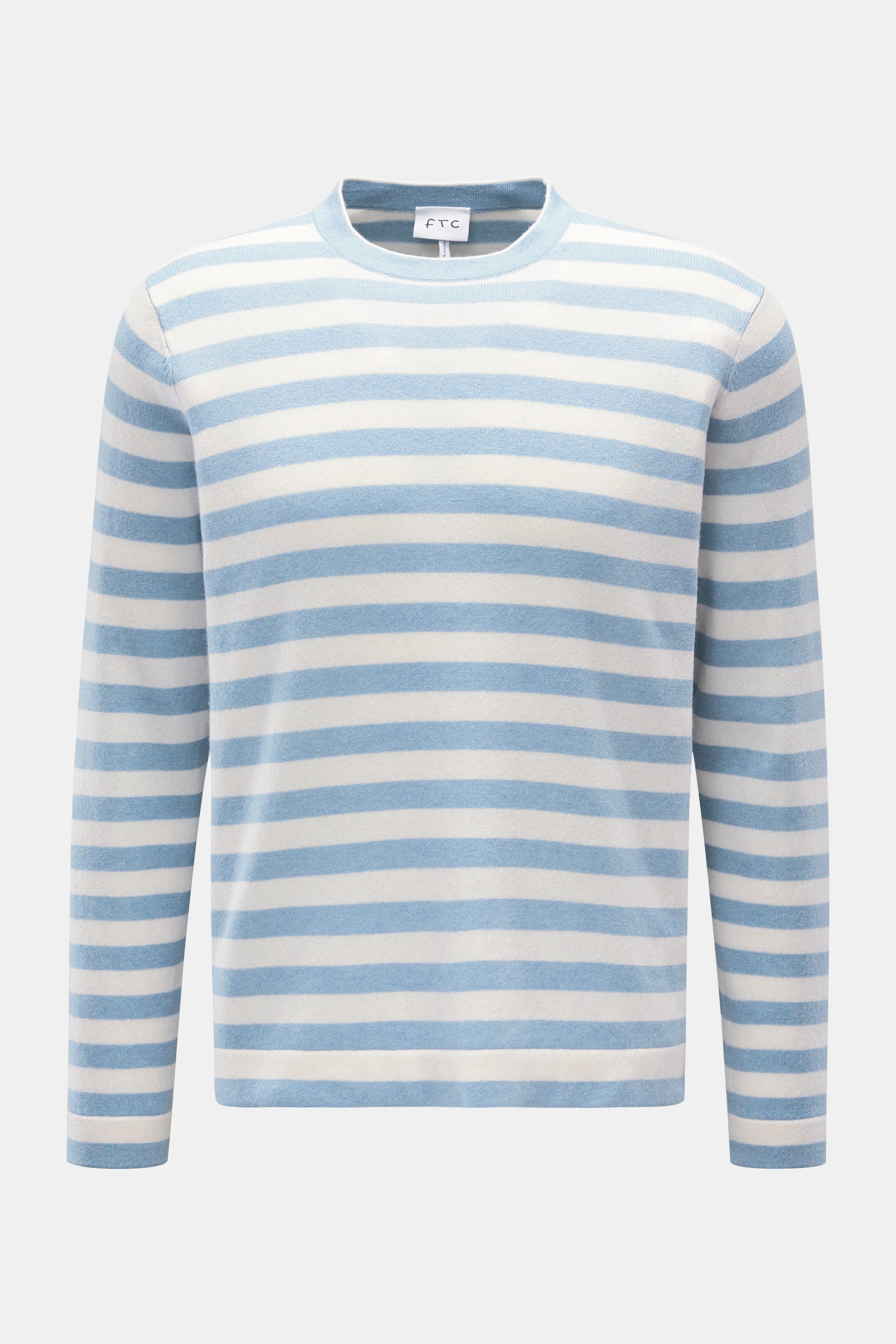 FTC Rundhalspullover hellblau/offwhite gestreift