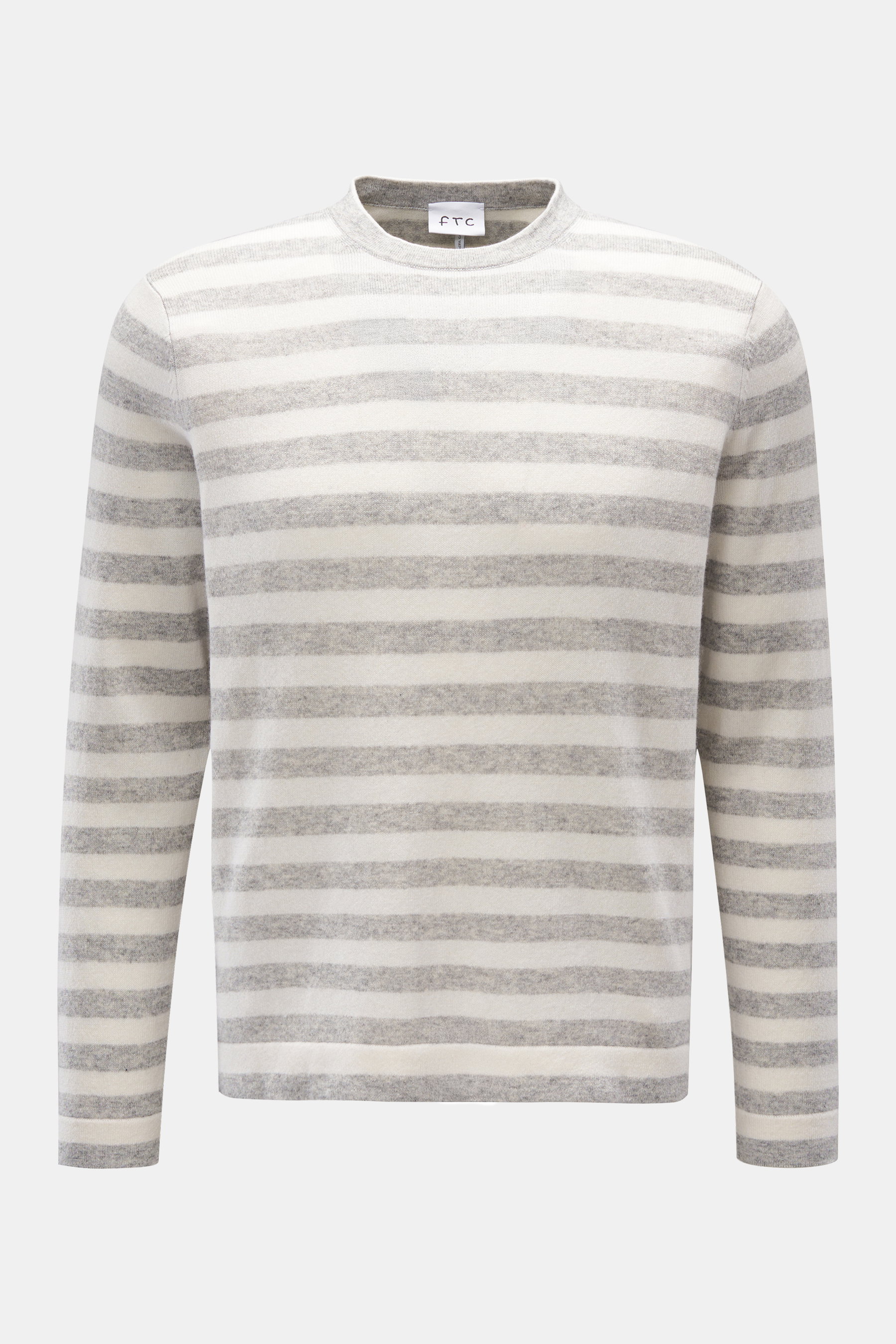 FTC Rundhalspullover hellgrau/offwhite gestreift