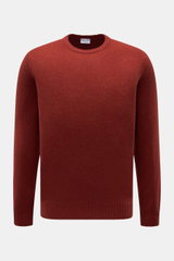 04651/ A trip in a bag Cashmere Rundhalspullover rotbraun meliert, frontal, reiner Cashmere, sehr weicher Griff, Slim Fit, feines Strickbild, Fully-Fashioned-Machart, elastische Rippbündchen.