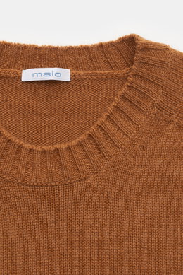 Malo Cashmere Rundhalspullover camel