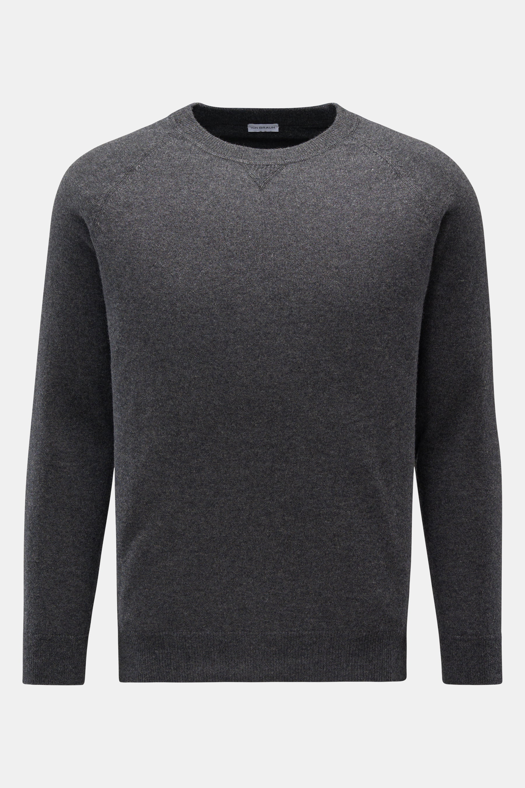 Cashmere Rundhalspullover dunkelgrau meliert