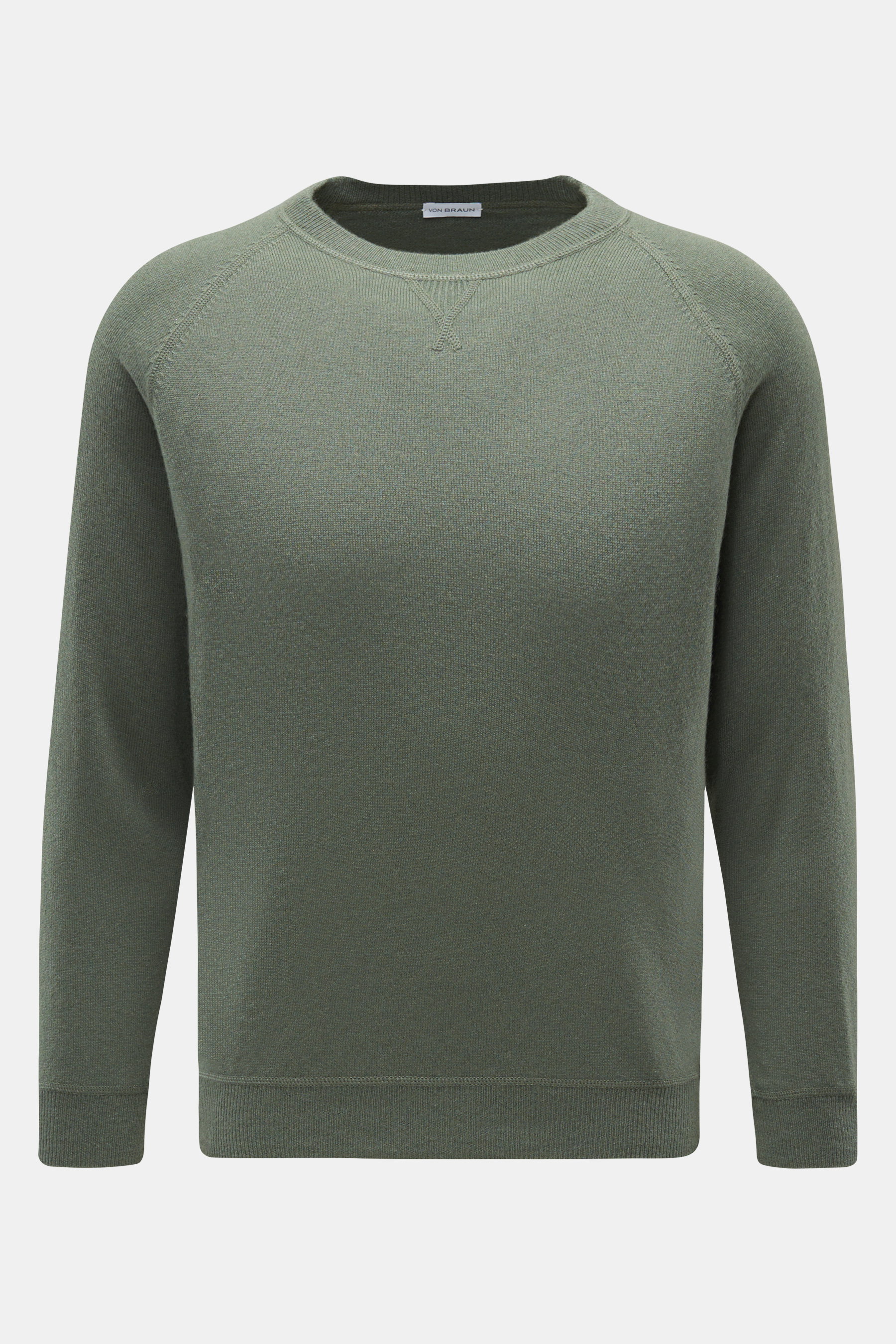 Cashmere Rundhalspullover graugrün