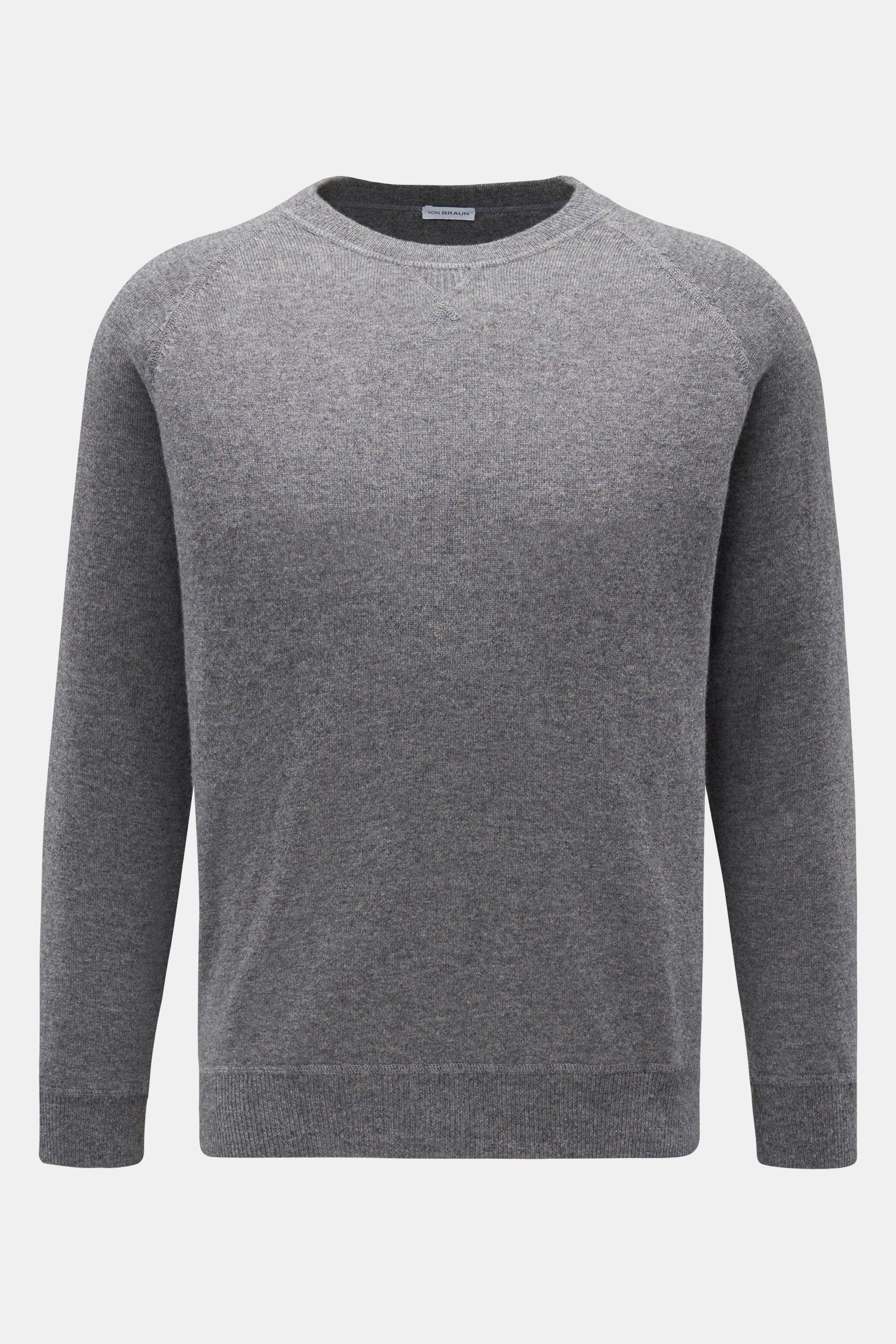 Cashmere Rundhalspullover grau meliert