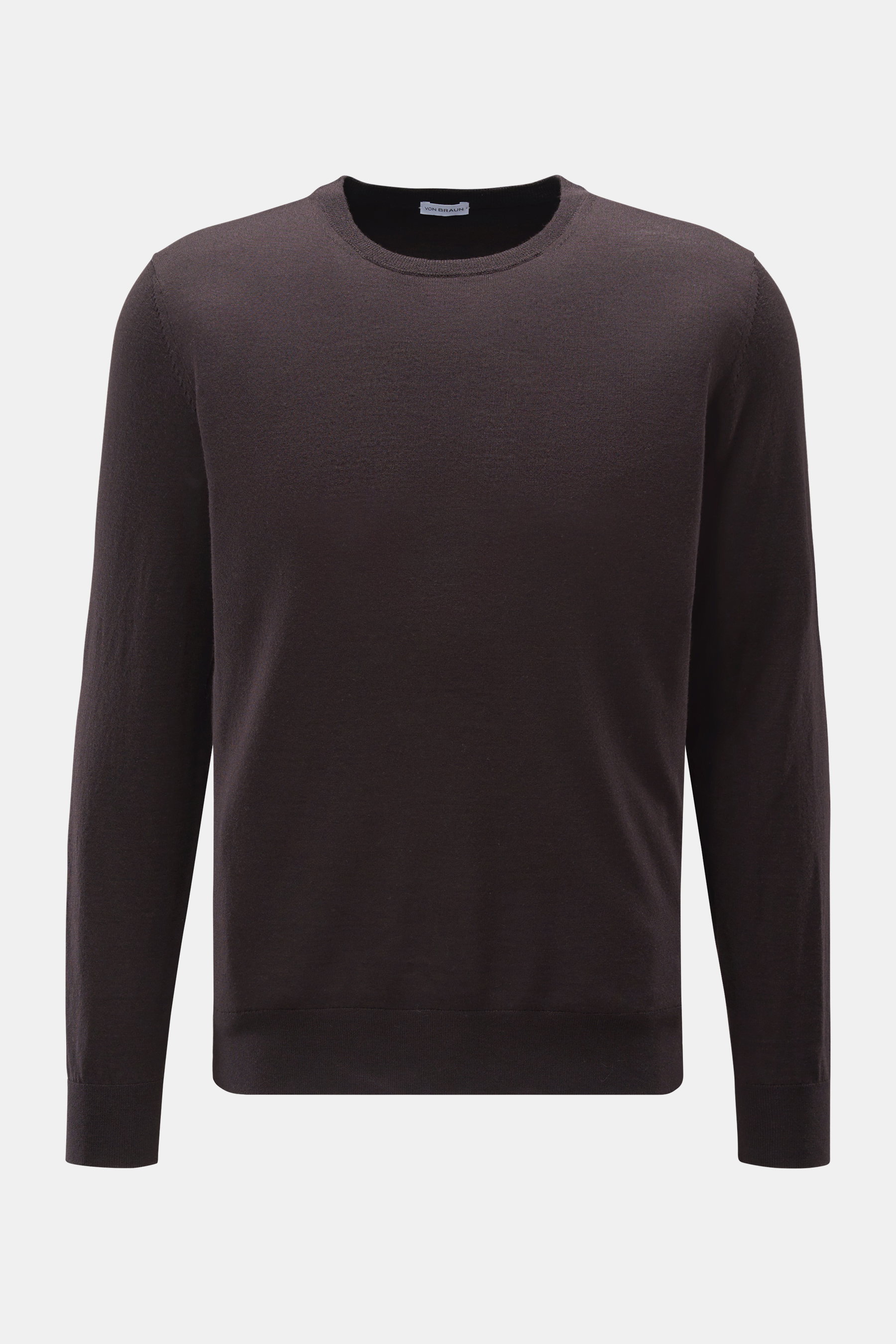 von Braun Merino fine knit crew neck jumper dark brown