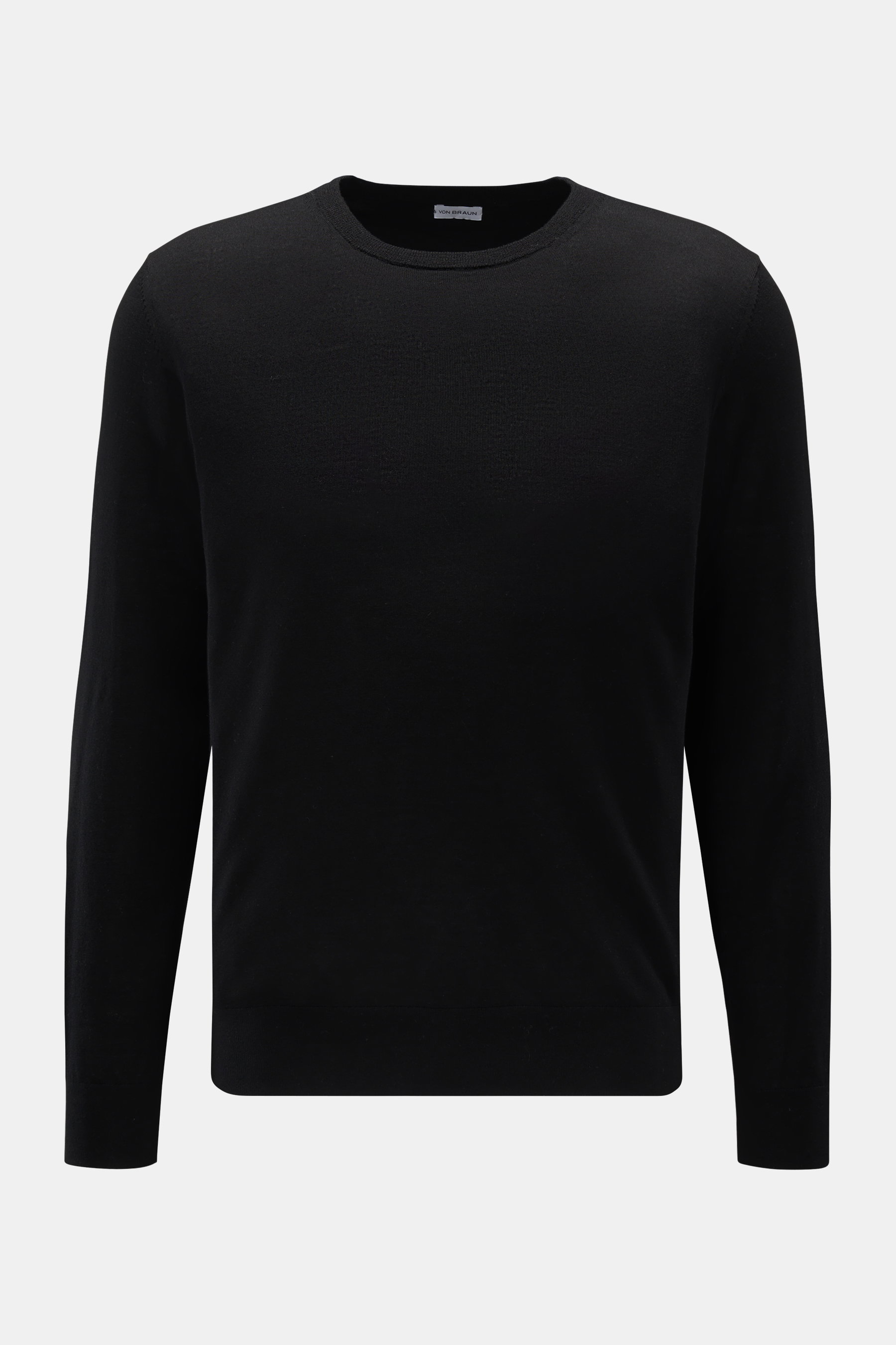 von Braun Merino Feinstrick-Rundhalspullover schwarz