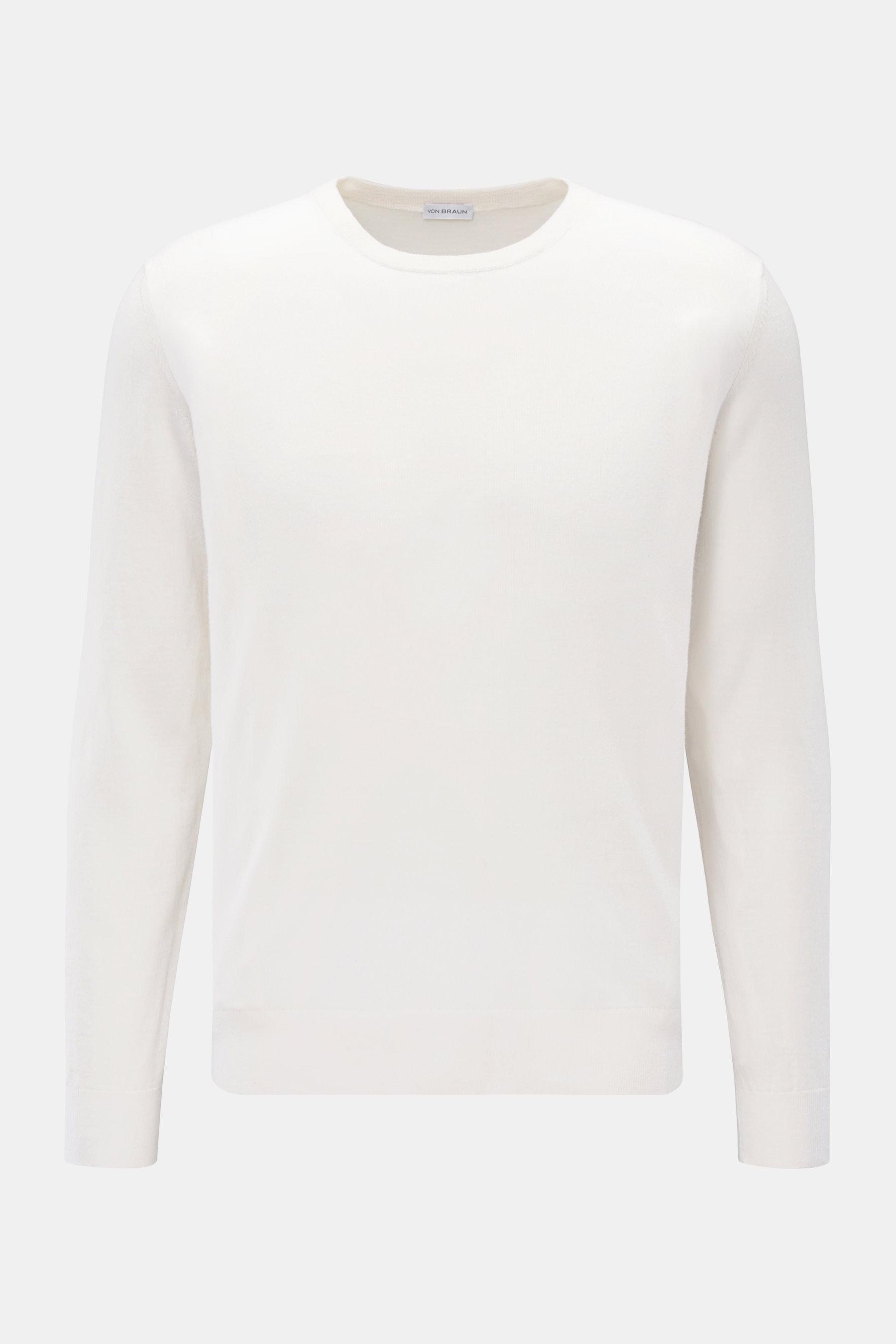 von Braun Merino Feinstrick-Rundhalspullover creme