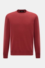 Front view of Gran Sasso Cashmere Rundhalspullover rotbraun, made of reiner Cashmere, sehr weicher Griff, leicht gewalkte Qualität, feines Strickbild, Regular Fit, Rundhalsausschnitt, komfortable Rippbündchen.
