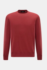Front view of Gran Sasso Cashmere Rundhalspullover rotbraun, made of reiner Cashmere, sehr weicher Griff, leicht gewalkte Qualität, feines Strickbild, Regular Fit, Rundhalsausschnitt, komfortable Rippbündchen.