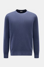 BRAUN Hamburg Rundhalspullover dunkelblau meliert, frontal fotografiert, Regular Fit, wärmend aus Schurwolle, Viskose, Cashmere, weicher Griff, Rundhalsausschnitt, flexible Rippbündchen, feines Strickbild.
