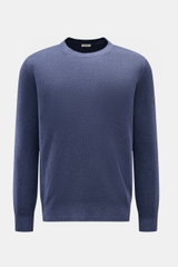 BRAUN Hamburg Rundhalspullover dunkelblau meliert, frontal fotografiert, Regular Fit, wärmend aus Schurwolle, Viskose, Cashmere, weicher Griff, Rundhalsausschnitt, flexible Rippbündchen, feines Strickbild.