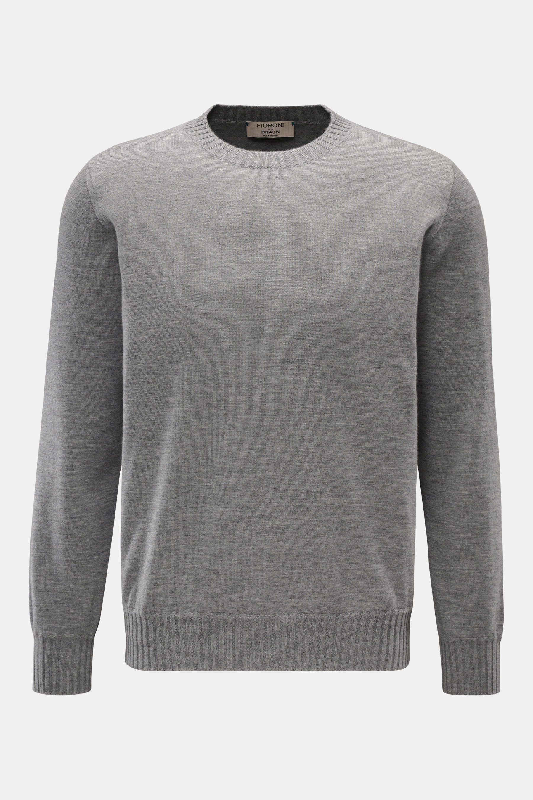 Cashmere Rundhalspullover grau meliert
