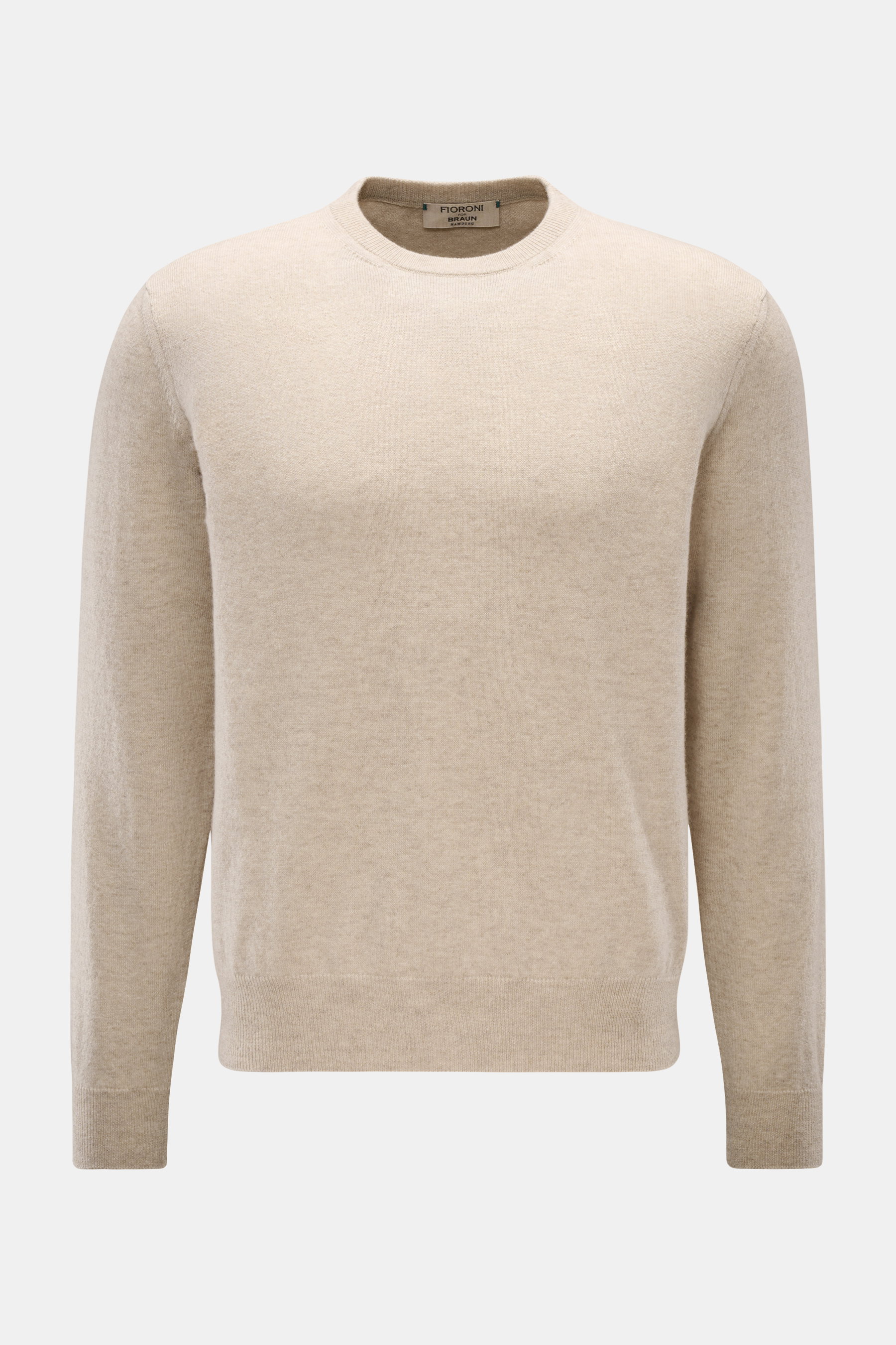 Fioroni Cashmere Rundhalspullover beige meliert