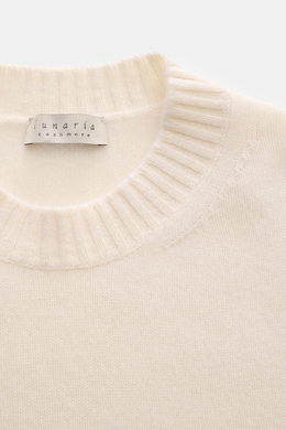 Lunaria Cashmere Cashmere Rundhalspullover creme
