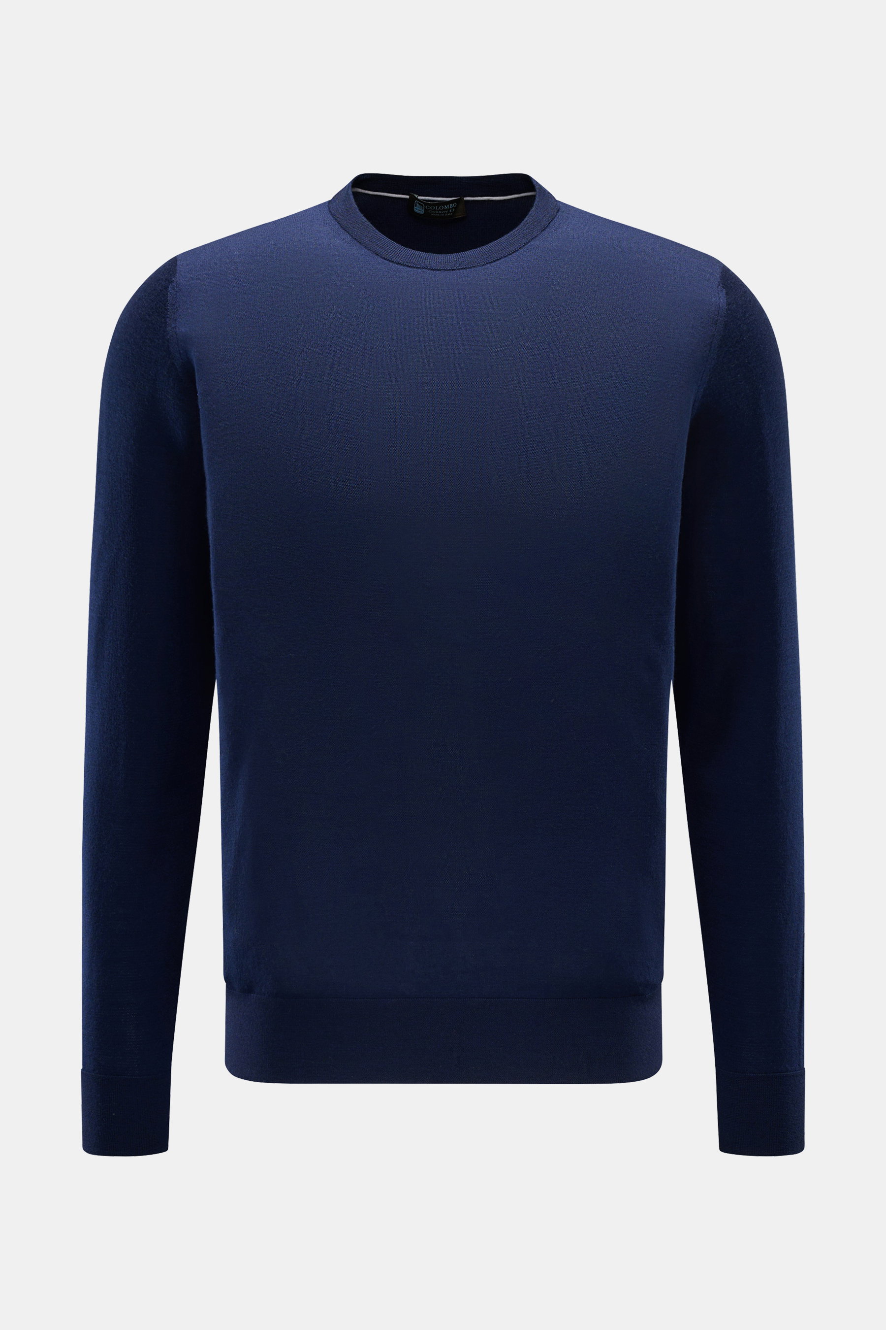 Colombo Cashmere Feinstrick-Pullover dunkelblau, frontale Ansicht, edles Winter-Essential aus reinem Cashmere, weicher Griff, feines Strickbild, Regular Fit, Rundhalsausschnitt, flexible Rippbündchen.