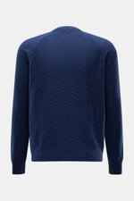 Back view of the 04651/ A trip in a bag Crew neck jumper navy, showing fine knit pure cotton fabric with flammé effect and stretchy knit bands.

Additional description: <p>Ideal for warmer days: This crew neck jumper, made from pure cotton by 04651/ A TRI