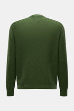 Back view of 04651/ A trip in a bag Crew neck jumper dark green in fine flammé knit, pure cotton, soft feel, regular fit, stretchy knit bands.

<p>Ideal for warmer days: This crew neck jumper, made from pure cotton by 04651/ A TRIP IN A BAG, is the perfec