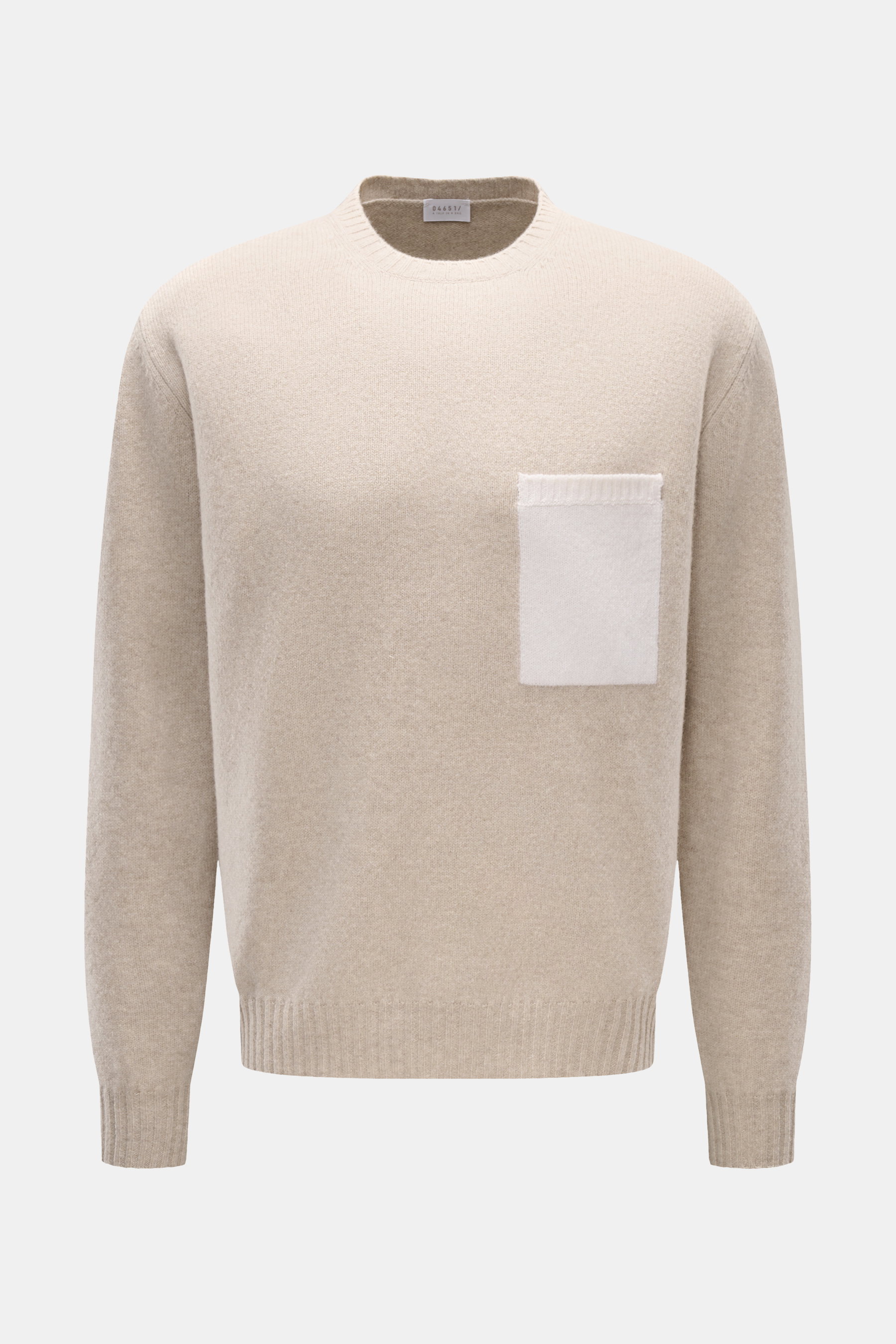 04651/ A trip in a bag Rundhalspullover 'Pocket Crew' beige meliert