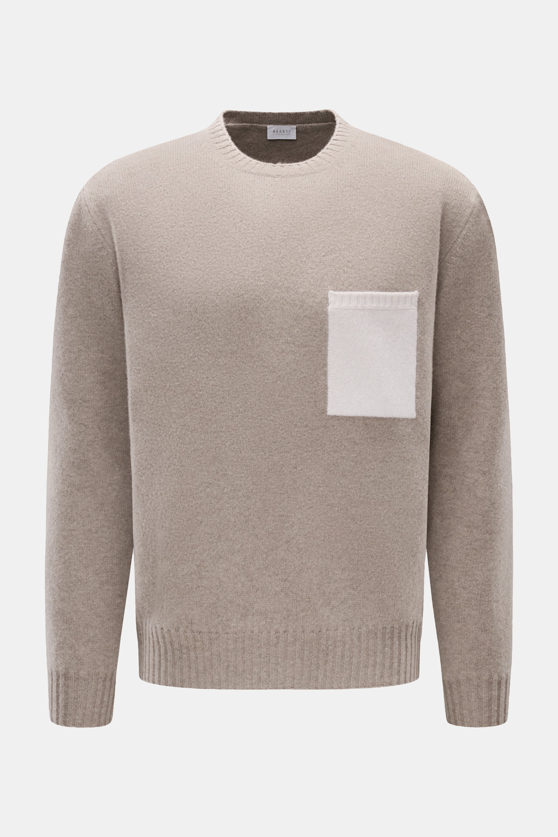 04651/ A trip in a bag Rundhalspullover 'Pocket Crew' taupe meliert