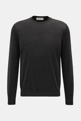 Filippo de Laurentiis Merino fine knit crew neck jumper dark grey melange