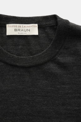 Filippo de Laurentiis Merino fine knit crew neck jumper dark grey melange