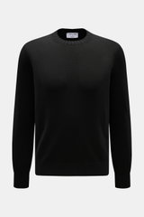Front view of Gran Sasso Crew neck jumper black, elegant pure cotton knitwear with a soft feel, fine knit, slim fit, crew neck, and comfortable ribbed bands.

<p>Elegant cotton knitwear from Italy: This jumper from GRAN SASSO will be a great addition to y