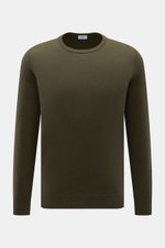 von Braun Cashmere Rundhalspullover dark olive, Slim Fit, feines Strickbild, weicher Griff, Rundhalsausschnitt, flexible Rippbündchen, frontal fotografiert.