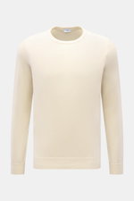 von Braun Cashmere Rundhalspullover creme, Slim Fit, feines Strickbild, weicher Griff, reiner Cashmere, Rundhalsausschnitt, flexible Rippbündchen, frontal fotografiert.