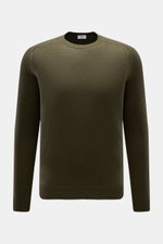 von Braun Cashmere Rundhalspullover oliv, Slim Fit, mittelfeines Strickbild, Rundhalsausschnitt, elastische Rippbündchen, frontal fotografiert