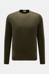 von Braun Cashmere Rundhalspullover oliv, Slim Fit, mittelfeines Strickbild, Rundhalsausschnitt, elastische Rippbündchen, frontal fotografiert