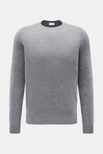 von Braun Cashmere Rundhalspullover grau meliert, slim fit, fein gestrickt aus reinem Cashmere, Rundhalsausschnitt, elastische Rippbündchen, frontal fotografiert