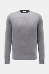 von Braun Cashmere Rundhalspullover grau meliert, slim fit, fein gestrickt aus reinem Cashmere, Rundhalsausschnitt, elastische Rippbündchen, frontal fotografiert