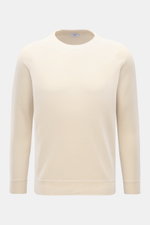 Von vorne fotografierter von Braun Cashmere Rundhalspullover creme, Regular Fit mit Rundhalsausschnitt, Raglanärmeln und weichem Cashmere.