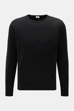 von Braun Merino Rundhalspullover schwarz, Slim Fit, aus reiner Merinowolle, feines Strickbild, weicher Griff, Rundhalsausschnitt, elastische Rippbündchen, frontale Ansicht