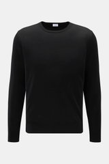 von Braun Merino Rundhalspullover schwarz, Slim Fit, aus reiner Merinowolle, feines Strickbild, weicher Griff, Rundhalsausschnitt, elastische Rippbündchen, frontale Ansicht