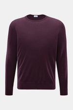 von Braun Merino Rundhalspullover bordeaux, Slim Fit, reiner Merinowolle, feines Strickbild, Rundhalsausschnitt, elastische Rippbündchen, frontal fotografiert