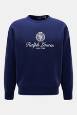 Polo Ralph Lauren Sweatshirt navy, Frontalaufnahme, Rundhalsausschnitt, Oversized Fit, Baumwolle-Microfaser-Mix, weicher Griff, Stitching Brust, Rippbündchen, softe Innenseite.