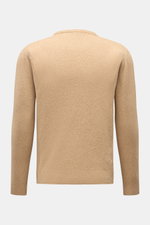 Beige 04651/ A trip in a bag Rundhalspullover 'Knit Terry Crew' shown from the back, slim fit with fine bouclé texture, cotton and microfiber mix, round neckline, and flexible ribbed cuffs. Markante Frottee-Optik: Der feine Bouclé-Strick aus elastischer B