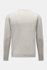 Rückansicht des 04651/ A trip in a bag Rundhalspullover 'Knit Terry Crew' hellgrau mit markanter Frottee-Optik, Slim Fit, Rundhalsausschnitt und flexiblen Rippbündchen aus Baumwolle und Microfaser.