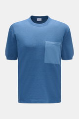 04651/ A trip in a bag Feinstrick-Kurzarmpullover 'Pocket Tee' graublau