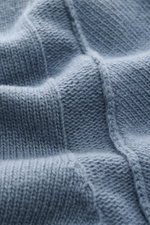 Close-up of Stone Island Crew Neck Sweater 'Lambswool' grey blue showing warm wool blend knit texture with distinctive link-knit details, photographed from above.

Description: 
<p>Stylish essential for the cold season: This casual sweater by STONE ISLAND